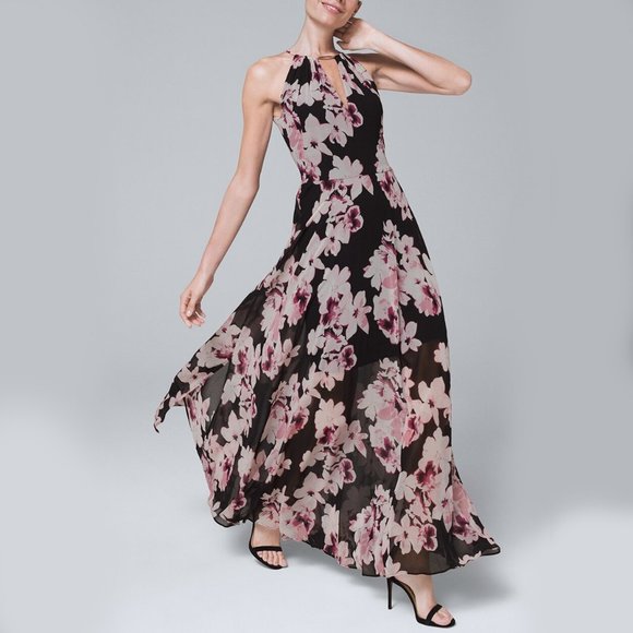 White House Black Market Dresses & Skirts - WHBM NWT $180 Floral-Print Soft Maxi Dress Chiffon Romantic 14